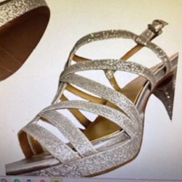 Naturalizer BAYLOR Strappy Platform Dress Sandal | Silver Glitter, Sz 9 NEW - Picture 5 of 8